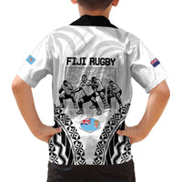 New Zealand And Fiji Tapa Rugby Family Matching Off The Shoulder Long Sleeve Dress and Hawaiian Shirt Haka Dance Mix Cibi Dance Together LT14 - Polynesian Pride