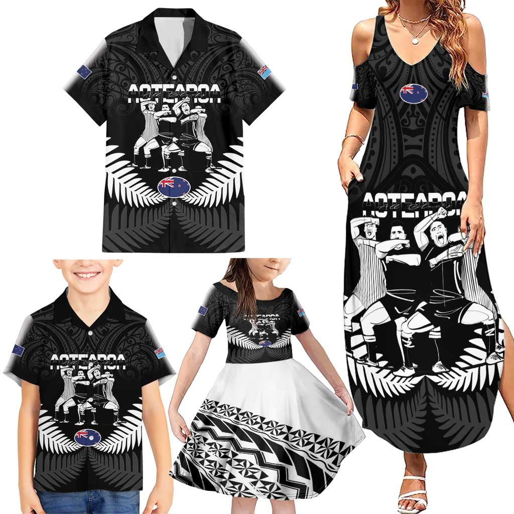 New Zealand And Fiji Tapa Rugby Family Matching Summer Maxi Dress and Hawaiian Shirt Haka Dance Mix Cibi Dance Together LT14 - Polynesian Pride