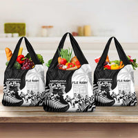 New Zealand And Fiji Tapa Rugby Grocery Bag Haka Dance Mix Cibi Dance Together LT14 3-pack One Size Black - Polynesian Pride