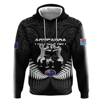 New Zealand And Fiji Tapa Rugby Hoodie Haka Dance Mix Cibi Dance Together LT14 Pullover Hoodie Black - Polynesian Pride