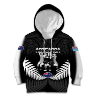 New Zealand And Fiji Tapa Rugby Kid Hoodie Haka Dance Mix Cibi Dance Together LT14 Hoodie Black - Polynesian Pride