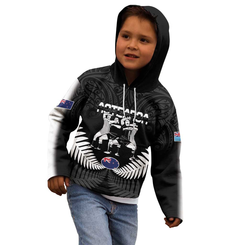 New Zealand And Fiji Tapa Rugby Kid Hoodie Haka Dance Mix Cibi Dance Together LT14 - Polynesian Pride