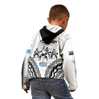 New Zealand And Fiji Tapa Rugby Kid Hoodie Haka Dance Mix Cibi Dance Together LT14 - Polynesian Pride