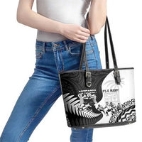 New Zealand And Fiji Tapa Rugby Leather Tote Bag Haka Dance Mix Cibi Dance Together LT14 - Polynesian Pride