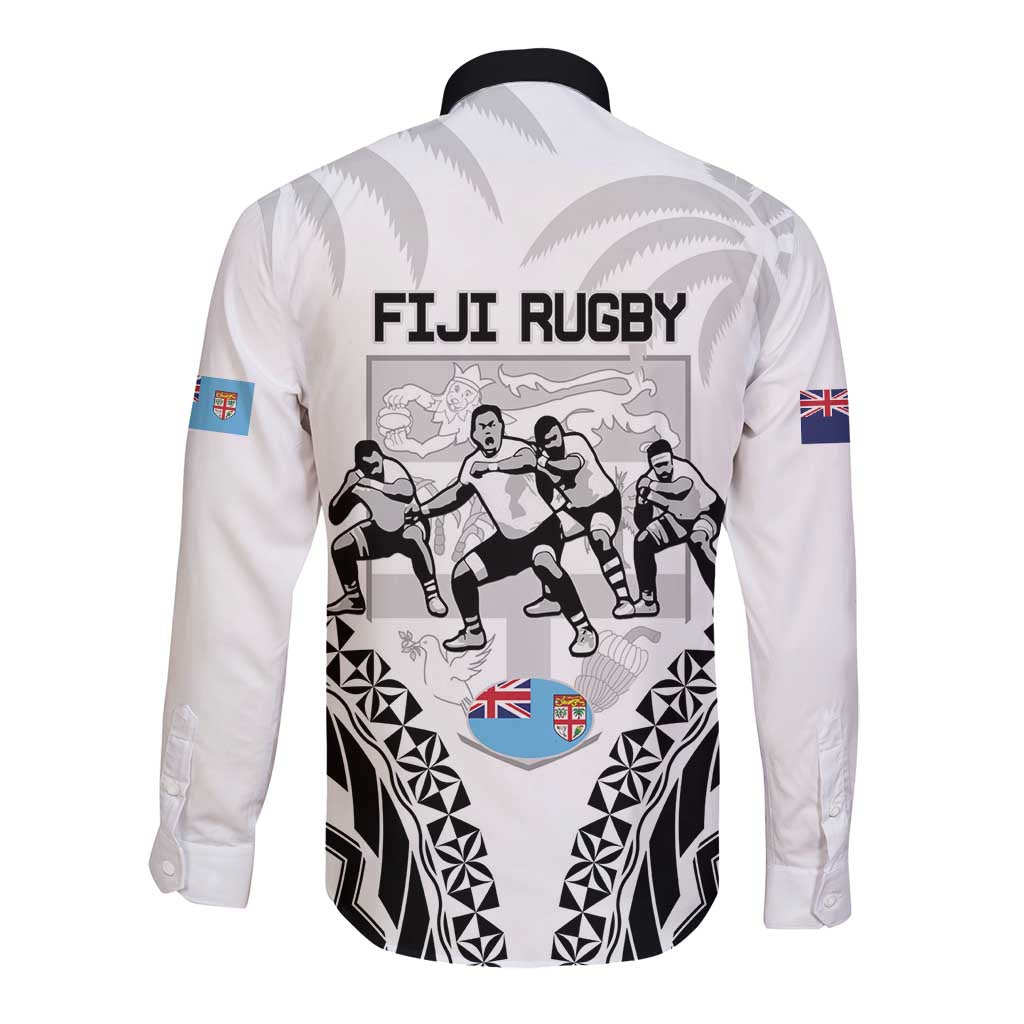 New Zealand And Fiji Tapa Rugby Long Sleeve Button Shirt Haka Dance Mix Cibi Dance Together LT14 - Polynesian Pride