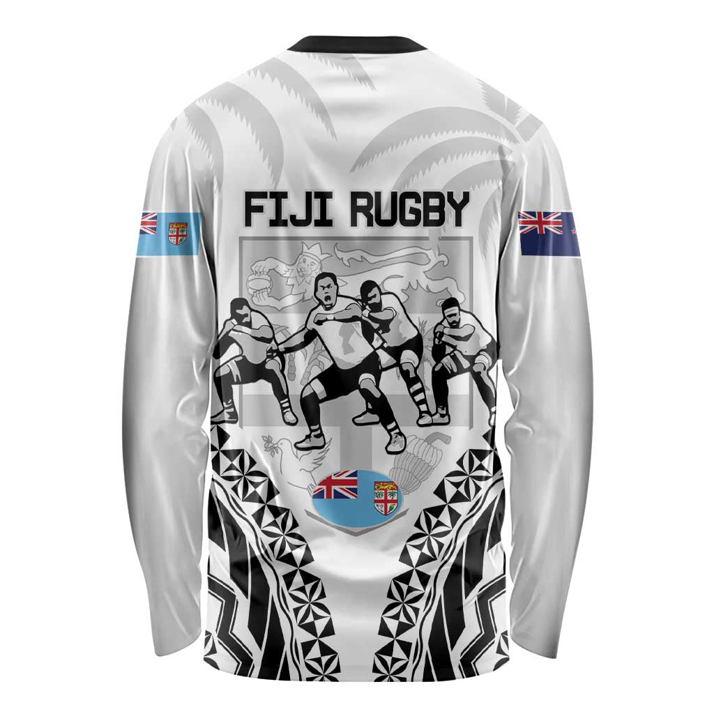 New Zealand And Fiji Tapa Rugby Long Sleeve Shirt Haka Dance Mix Cibi Dance Together LT14 - Polynesian Pride