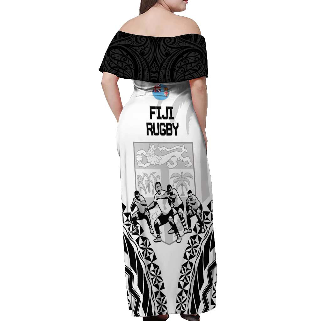 New Zealand And Fiji Tapa Rugby Off Shoulder Maxi Dress Haka Dance Mix Cibi Dance Together LT14 - Polynesian Pride