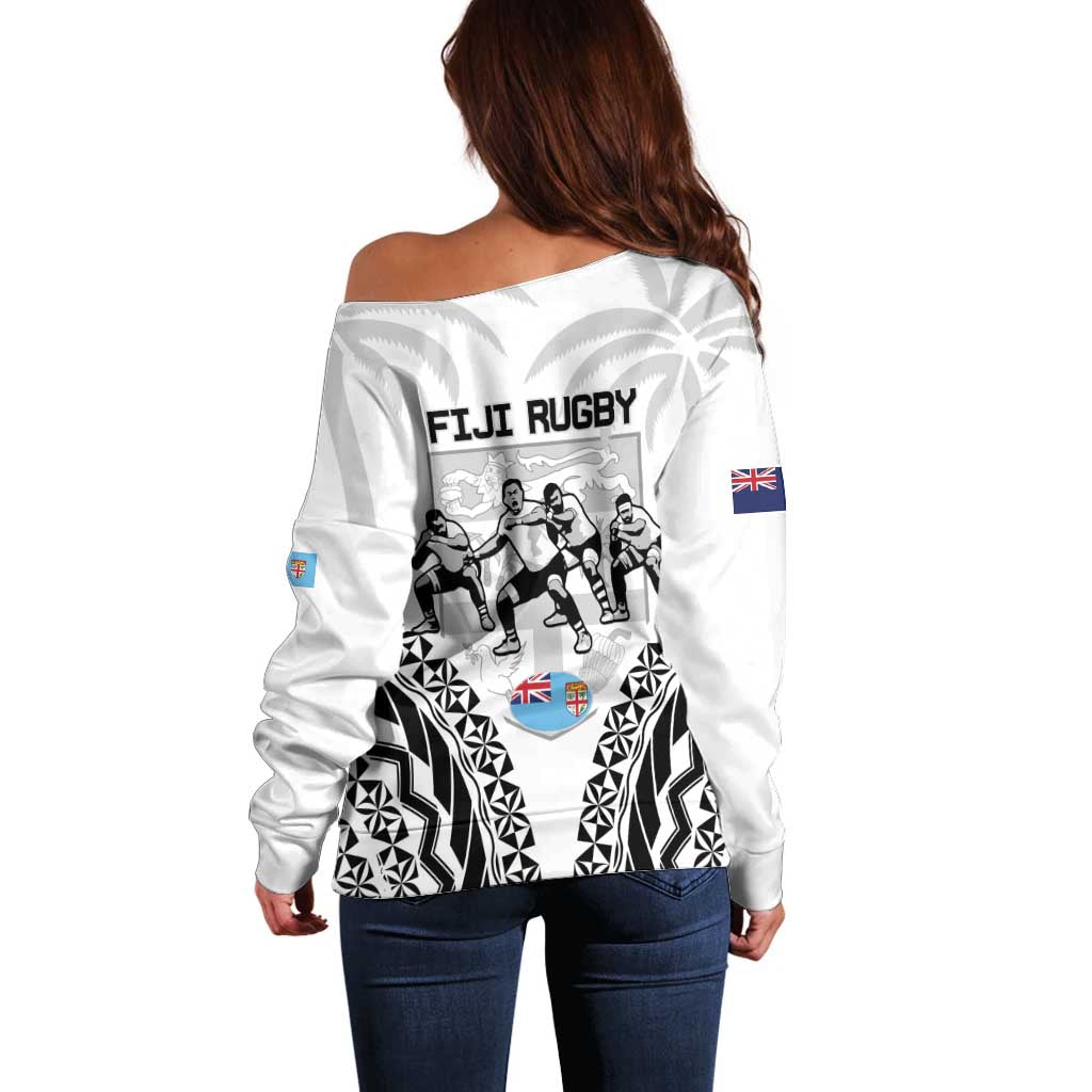 New Zealand And Fiji Tapa Rugby Off Shoulder Sweater Haka Dance Mix Cibi Dance Together LT14 - Polynesian Pride