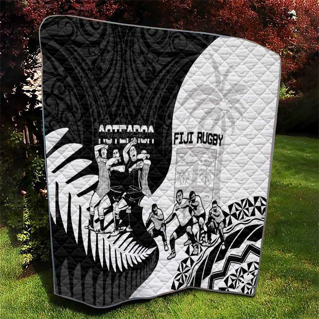 New Zealand And Fiji Tapa Rugby Quilt Haka Dance Mix Cibi Dance Together LT14 - Polynesian Pride