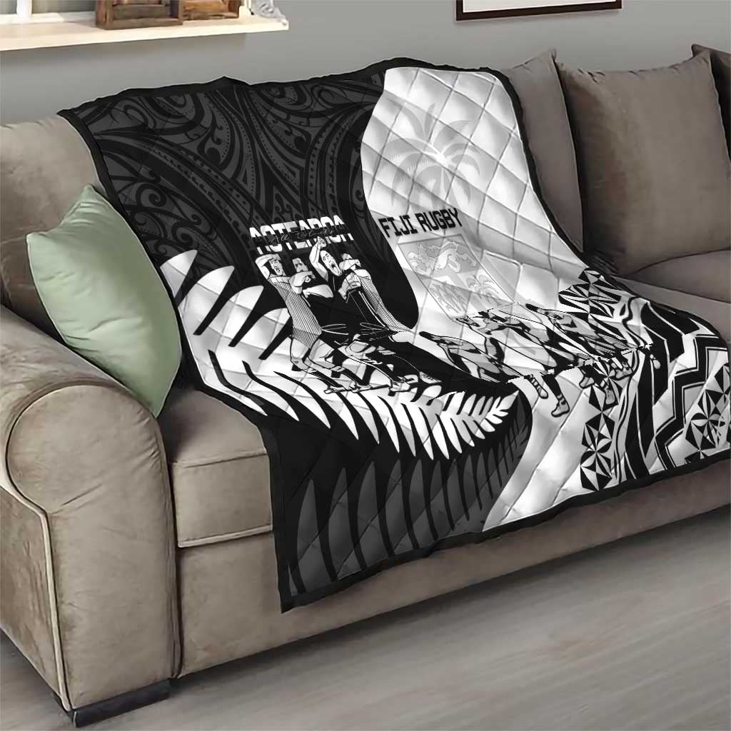 New Zealand And Fiji Tapa Rugby Quilt Haka Dance Mix Cibi Dance Together LT14 - Polynesian Pride