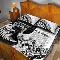 New Zealand And Fiji Tapa Rugby Quilt Bed Set Haka Dance Mix Cibi Dance Together