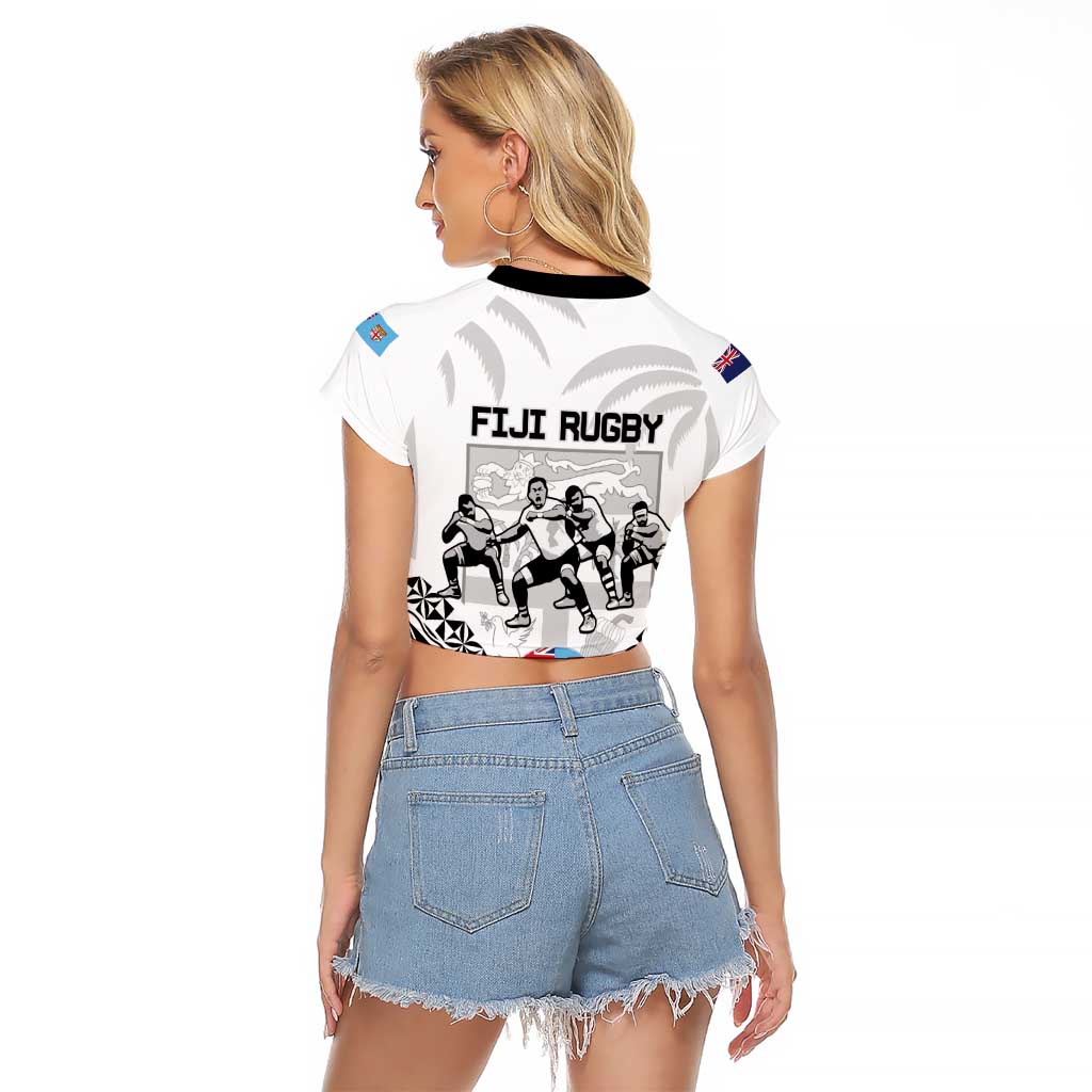 New Zealand And Fiji Tapa Rugby Raglan Cropped T Shirt Haka Dance Mix Cibi Dance Together LT14 - Polynesian Pride