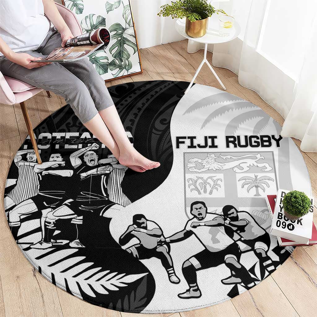 New Zealand And Fiji Tapa Rugby Round Carpet Haka Dance Mix Cibi Dance Together LT14 - Polynesian Pride