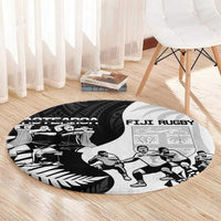New Zealand And Fiji Tapa Rugby Round Carpet Haka Dance Mix Cibi Dance Together LT14 - Polynesian Pride