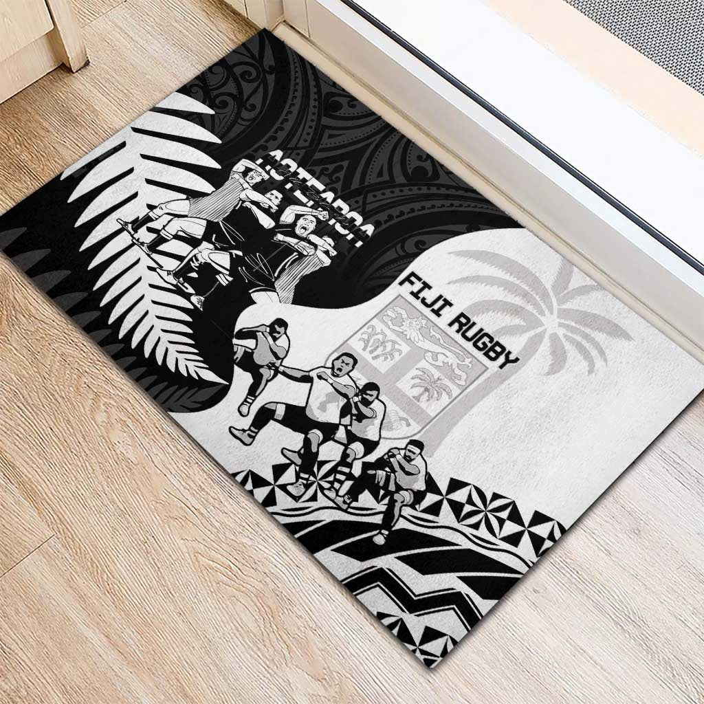 New Zealand And Fiji Tapa Rugby Rubber Doormat Haka Dance Mix Cibi Dance Together LT14 - Polynesian Pride