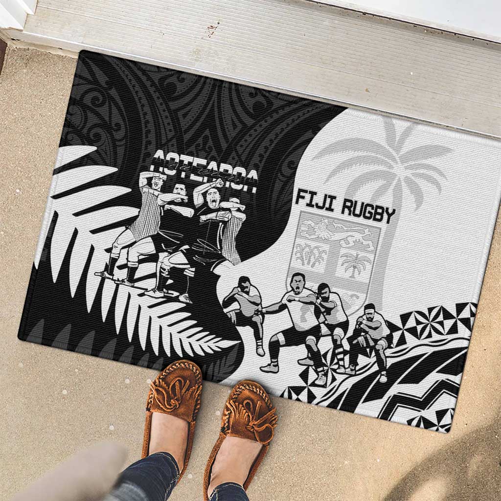 New Zealand And Fiji Tapa Rugby Rubber Doormat Haka Dance Mix Cibi Dance Together LT14 - Polynesian Pride