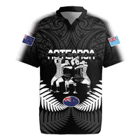 New Zealand And Fiji Tapa Rugby Rugby Jersey Haka Dance Mix Cibi Dance Together LT14 Black - Polynesian Pride
