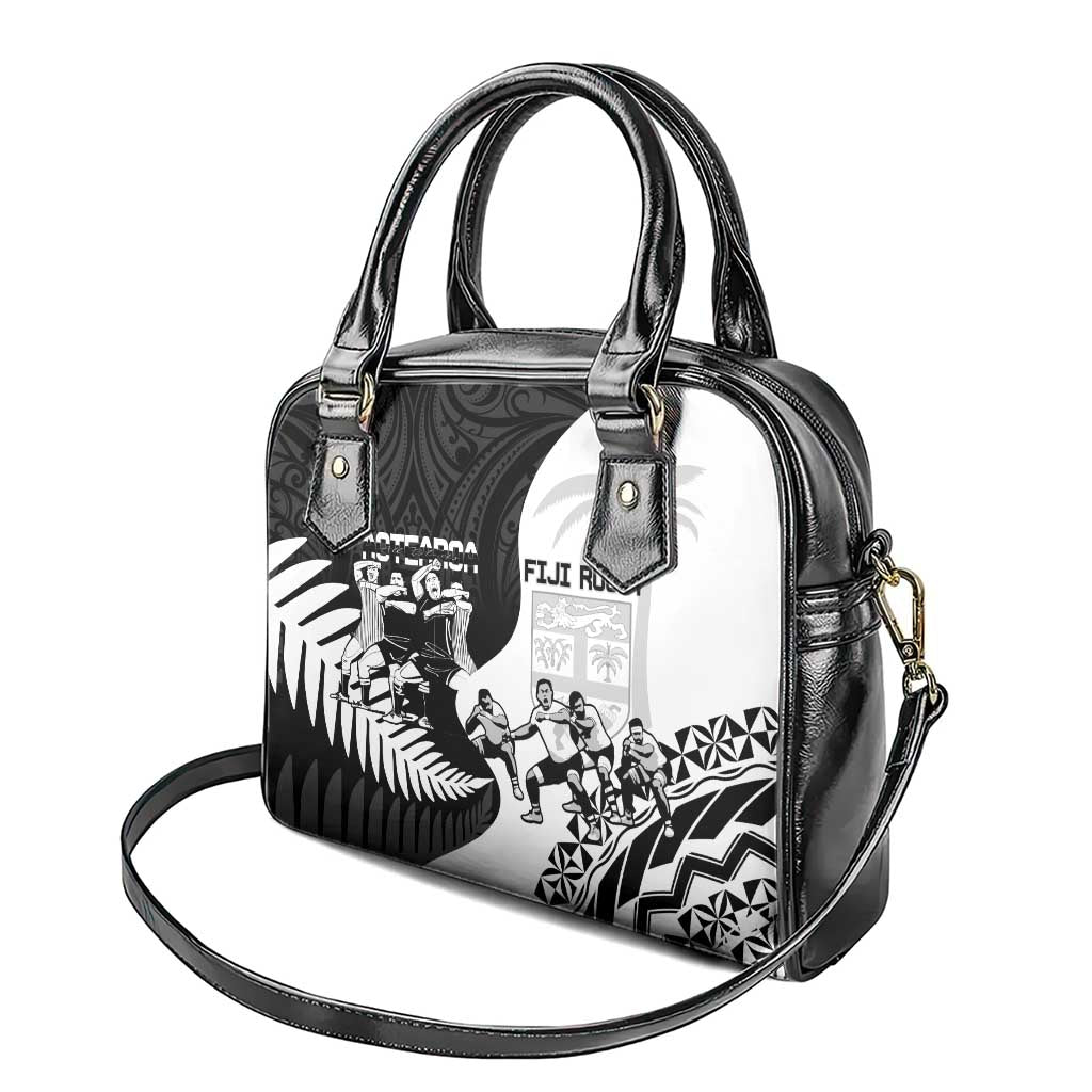 New Zealand And Fiji Tapa Rugby Shoulder Handbag Haka Dance Mix Cibi Dance Together LT14 - Polynesian Pride