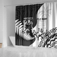 New Zealand And Fiji Tapa Rugby Shower Curtain Haka Dance Mix Cibi Dance Together LT14 - Polynesian Pride
