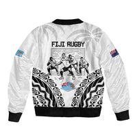 New Zealand And Fiji Tapa Rugby Sleeve Zip Bomber Jacket Haka Dance Mix Cibi Dance Together LT14 - Polynesian Pride