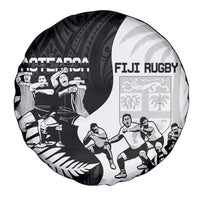 New Zealand And Fiji Tapa Rugby Spare Tire Cover Haka Dance Mix Cibi Dance Together LT14 - Polynesian Pride