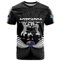 New Zealand And Fiji Tapa Rugby T Shirt Haka Dance Mix Cibi Dance Together LT14 Black - Polynesian Pride