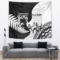 New Zealand And Fiji Tapa Rugby Tapestry Haka Dance Mix Cibi Dance Together LT14 Black - Polynesian Pride