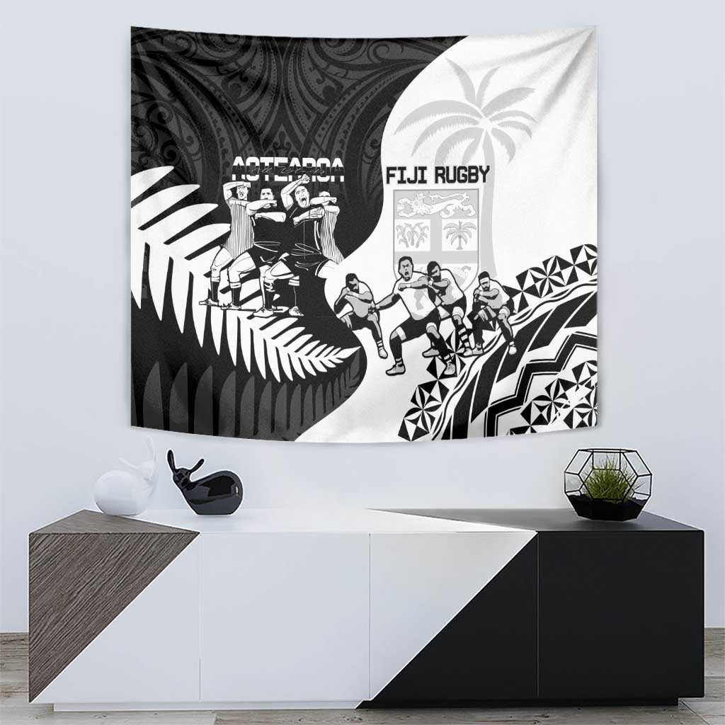 New Zealand And Fiji Tapa Rugby Tapestry Haka Dance Mix Cibi Dance Together LT14 - Polynesian Pride