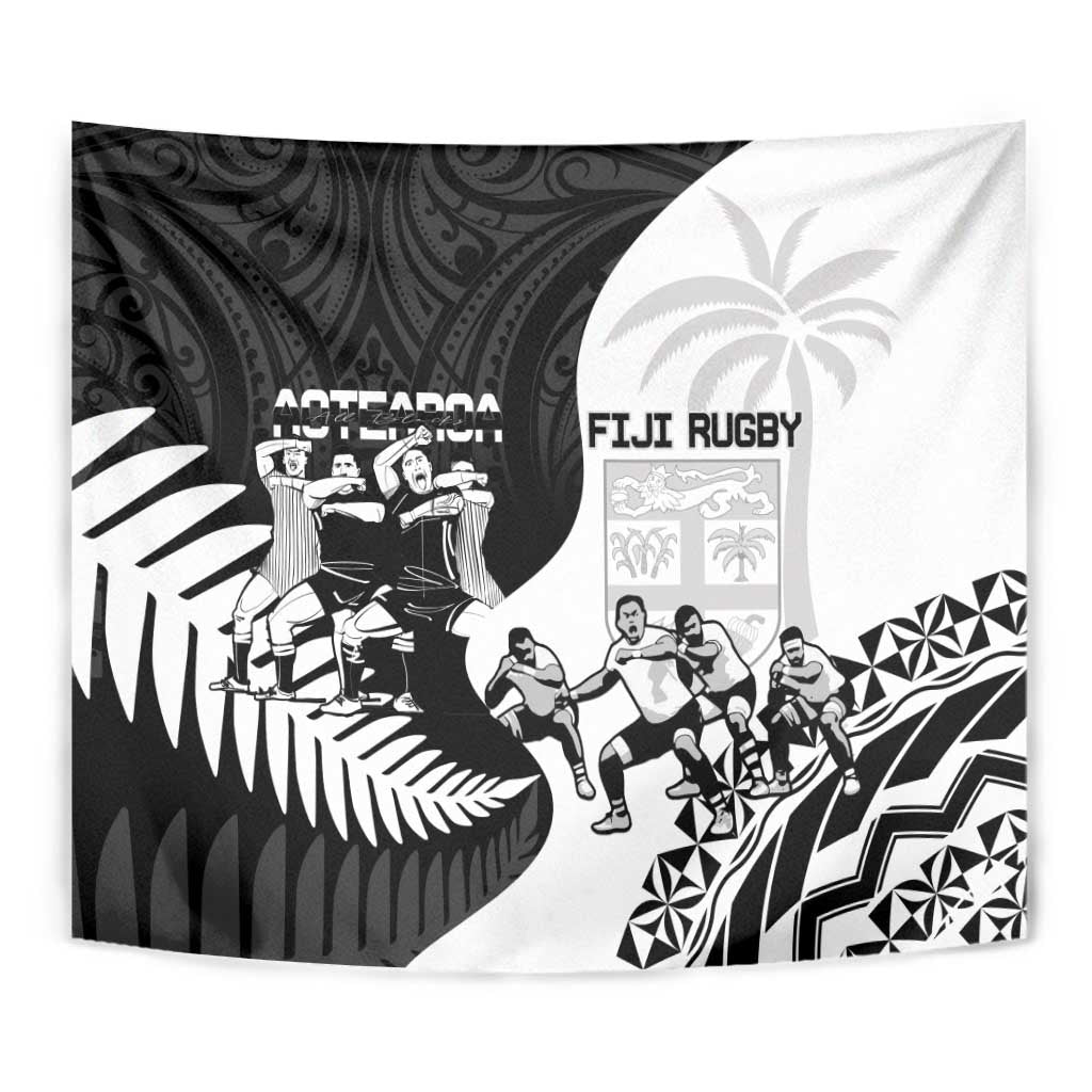 New Zealand And Fiji Tapa Rugby Tapestry Haka Dance Mix Cibi Dance Together LT14 - Polynesian Pride