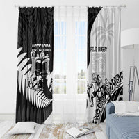 New Zealand And Fiji Tapa Rugby Window Curtain Haka Dance Mix Cibi Dance Together LT14 - Polynesian Pride