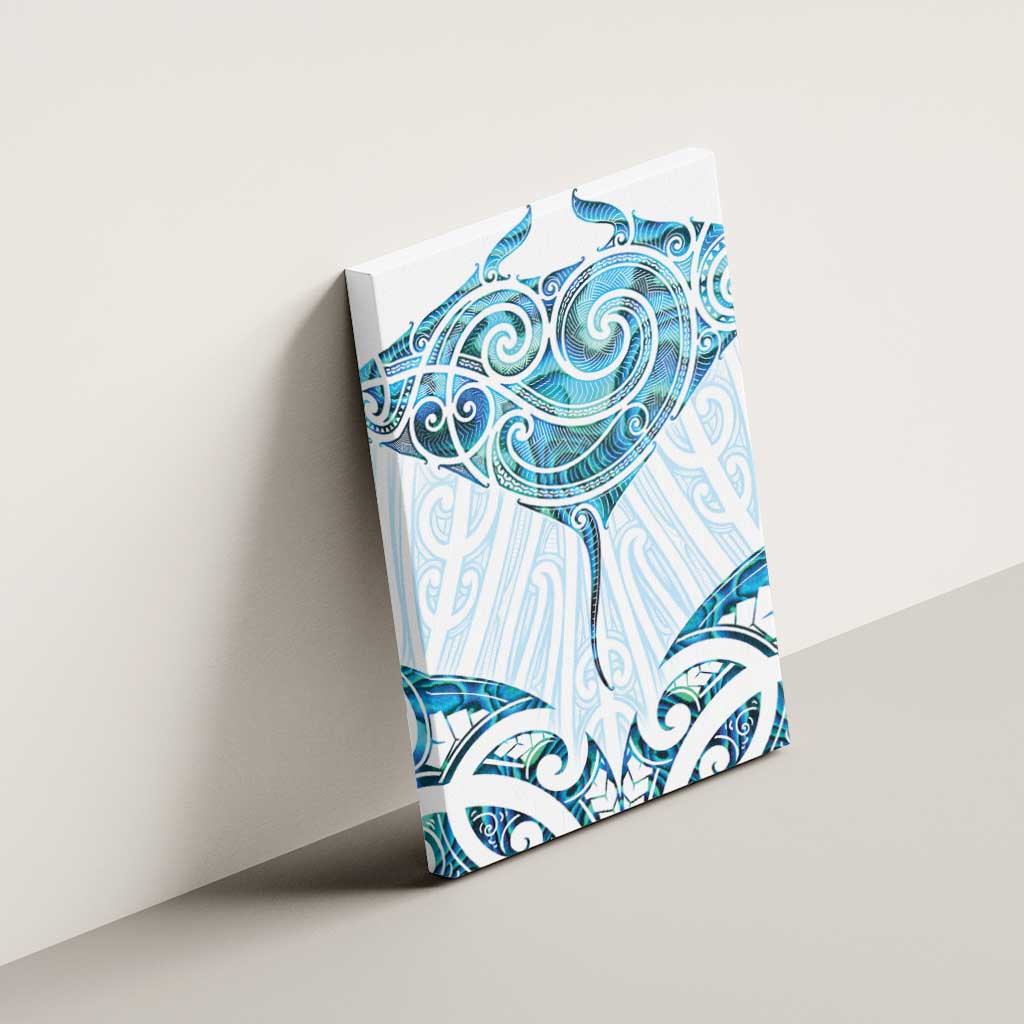 New Zealand Manta Ray Tattoo Canvas Wall Art Aotearoa Maori Haehae Paua Shell - Polynesian Pride