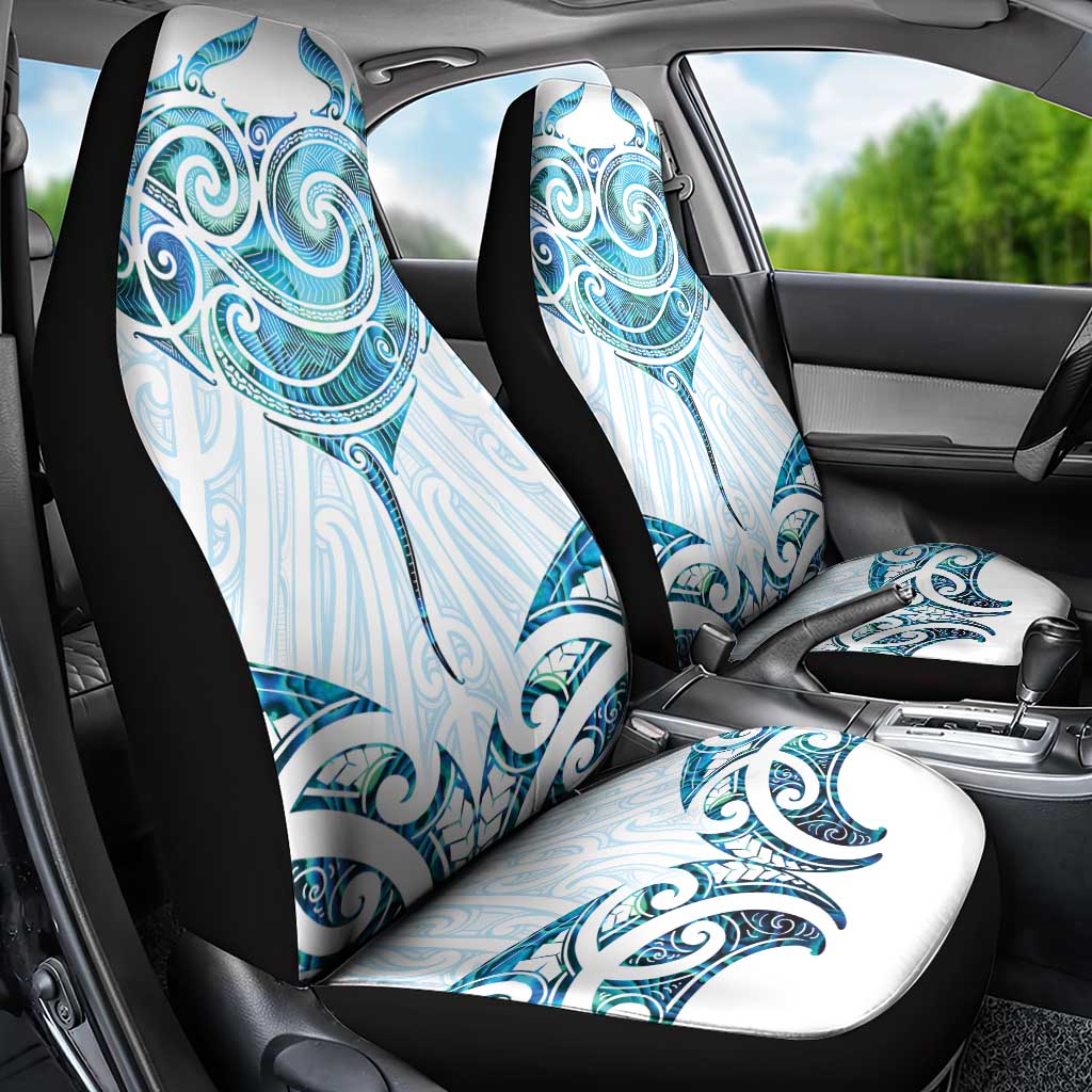 New Zealand Manta Ray Tattoo Car Seat Cover Aotearoa Maori Haehae Paua Shell - Polynesian Pride