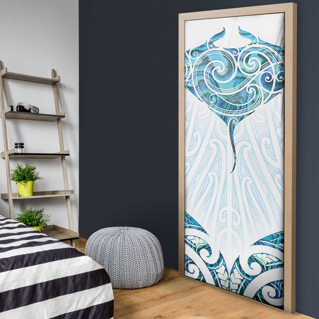 New Zealand Manta Ray Tattoo Door Cover Aotearoa Maori Haehae Paua Shell LT14 - Polynesian Pride