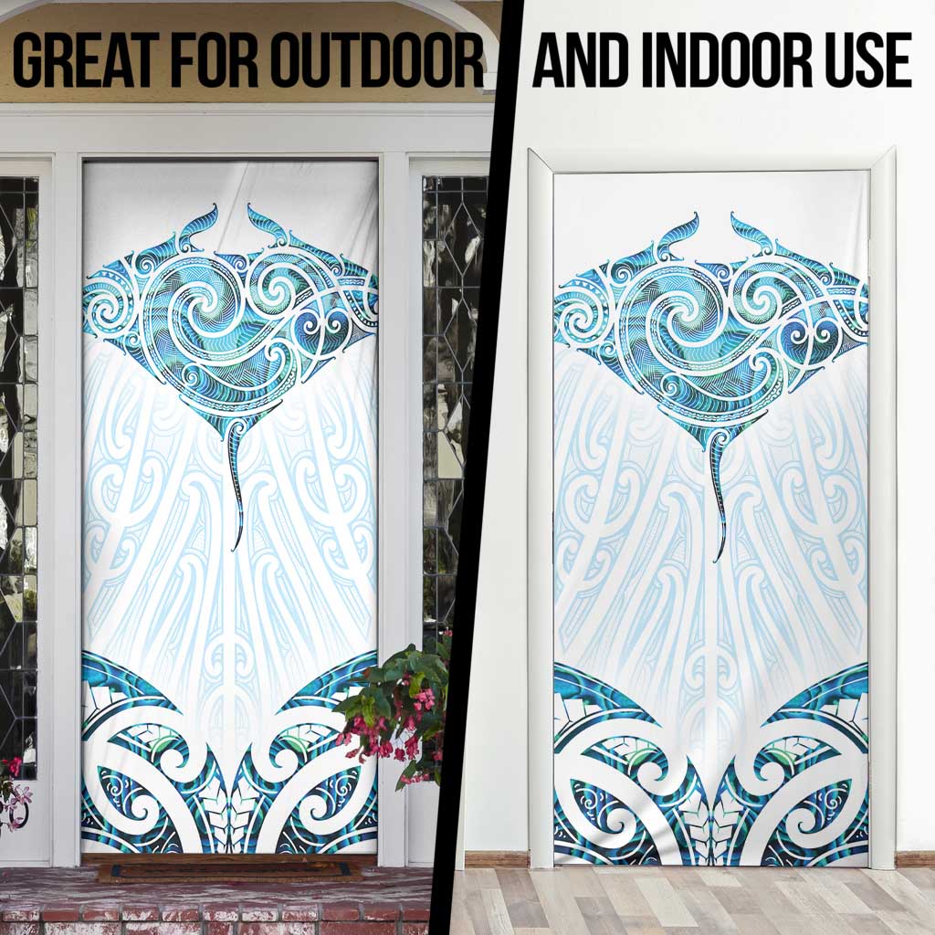 New Zealand Manta Ray Tattoo Door Cover Aotearoa Maori Haehae Paua Shell LT14 - Polynesian Pride