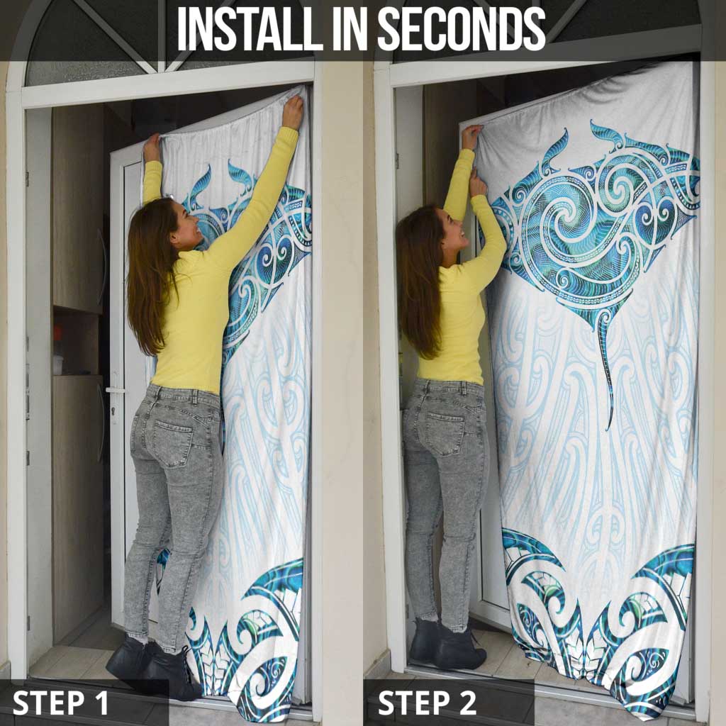 New Zealand Manta Ray Tattoo Door Cover Aotearoa Maori Haehae Paua Shell LT14 - Polynesian Pride