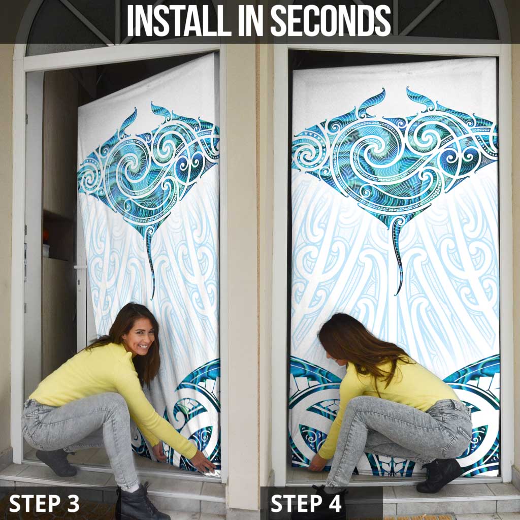 New Zealand Manta Ray Tattoo Door Cover Aotearoa Maori Haehae Paua Shell LT14 - Polynesian Pride