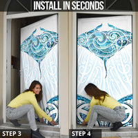 New Zealand Manta Ray Tattoo Door Cover Aotearoa Maori Haehae Paua Shell LT14 - Polynesian Pride
