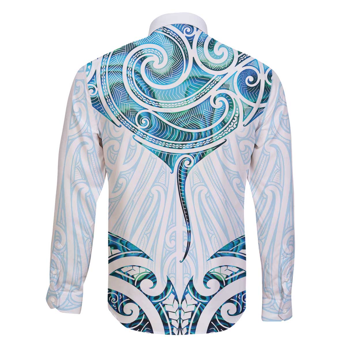 New Zealand Manta Ray Tattoo Family Matching Off The Shoulder Long Sleeve Dress and Hawaiian Shirt Aotearoa Maori Haehae Paua Shell LT14 - Polynesian Pride