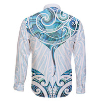 New Zealand Manta Ray Tattoo Family Matching Off Shoulder Short Dress and Hawaiian Shirt Aotearoa Maori Haehae Paua Shell LT14 - Polynesian Pride