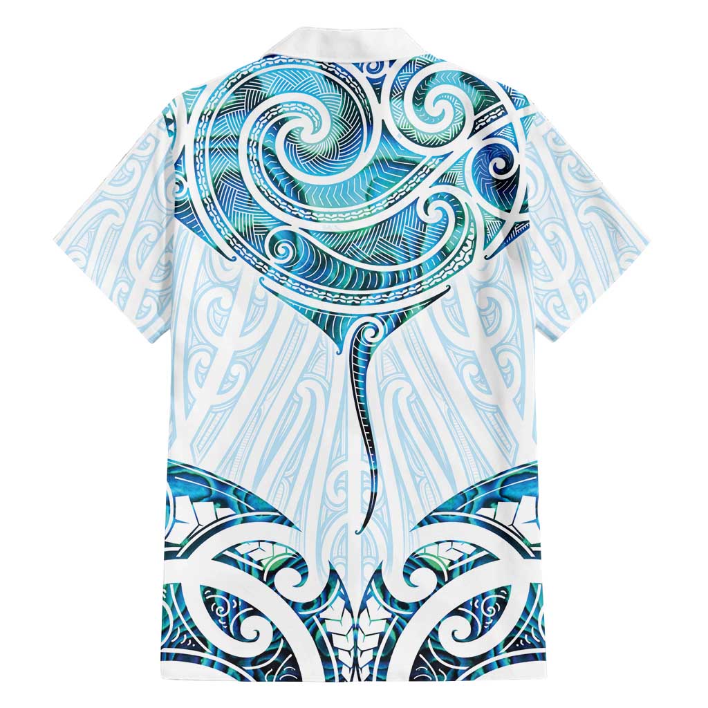 New Zealand Manta Ray Tattoo Family Matching Puletasi and Hawaiian Shirt Aotearoa Maori Haehae Paua Shell LT14 - Polynesian Pride