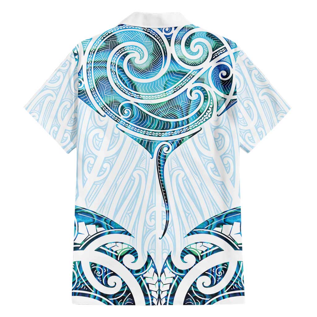 New Zealand Manta Ray Tattoo Family Matching Short Sleeve Bodycon Dress and Hawaiian Shirt Aotearoa Maori Haehae Paua Shell LT14 - Polynesian Pride