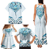 New Zealand Manta Ray Tattoo Family Matching Tank Maxi Dress and Hawaiian Shirt Aotearoa Maori Haehae Paua Shell LT14 - Polynesian Pride