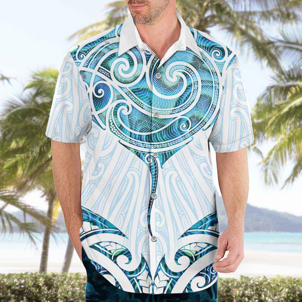 New Zealand Manta Ray Tattoo Hawaiian Shirt Aotearoa Maori Haehae Paua Shell LT14 - Polynesian Pride