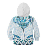 New Zealand Manta Ray Tattoo Kid Hoodie Aotearoa Maori Haehae Paua Shell LT14 - Polynesian Pride