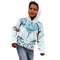 New Zealand Manta Ray Tattoo Kid Hoodie Aotearoa Maori Haehae Paua Shell LT14 - Polynesian Pride
