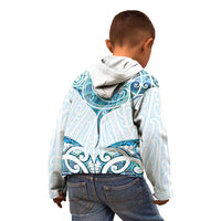 New Zealand Manta Ray Tattoo Kid Hoodie Aotearoa Maori Haehae Paua Shell LT14 - Polynesian Pride