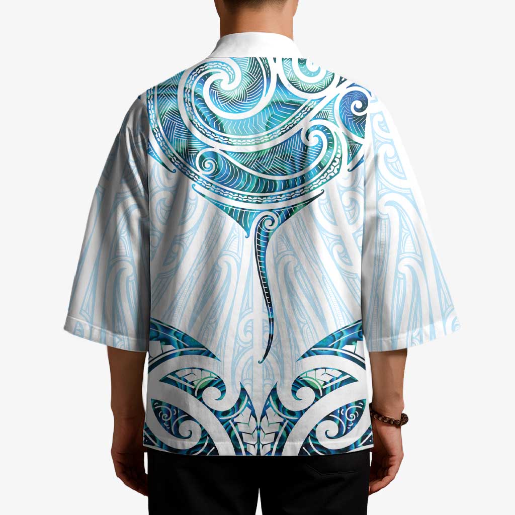 New Zealand Manta Ray Tattoo Kimono Aotearoa Maori Haehae Paua Shell - Polynesian Pride