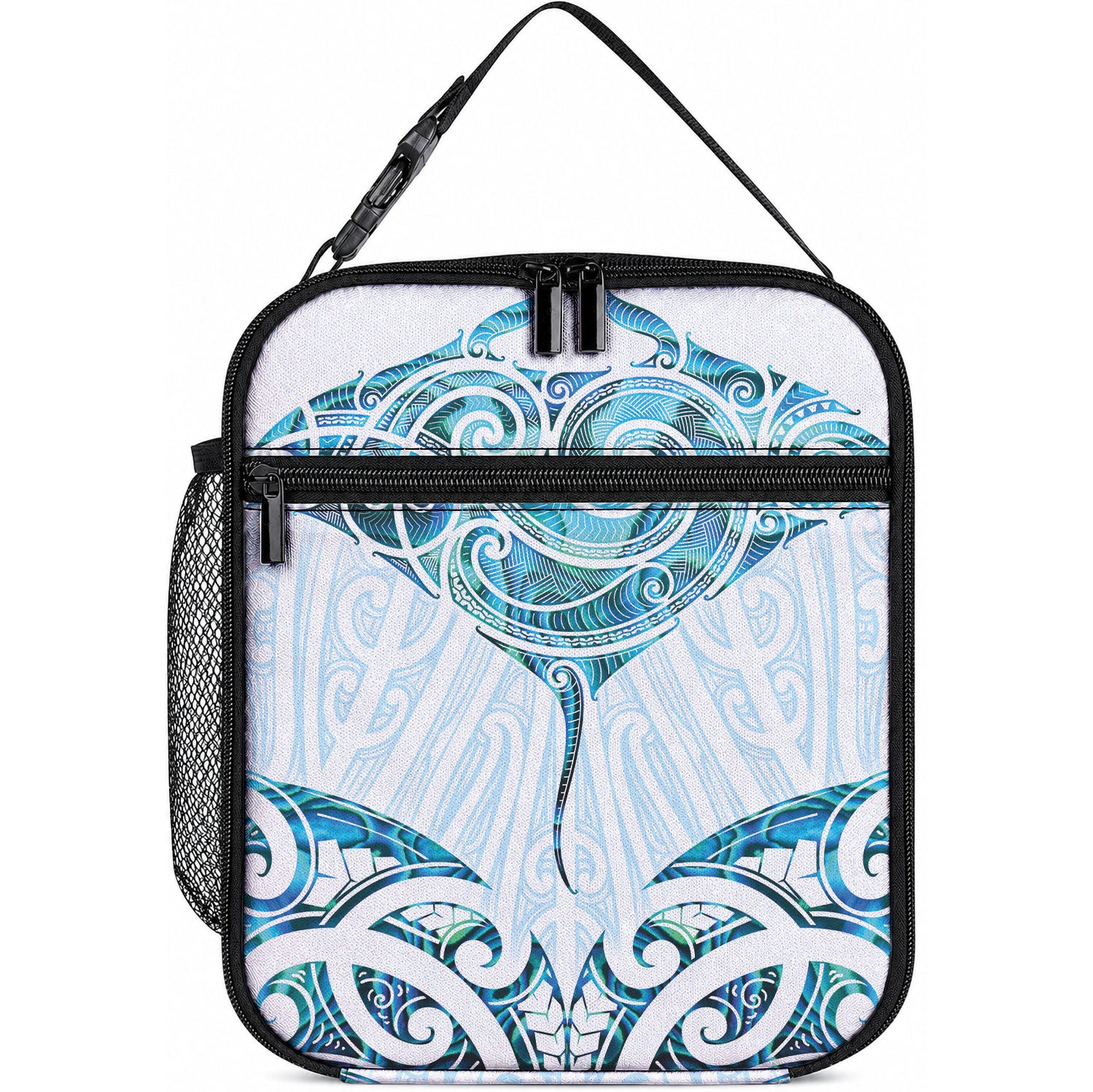 New Zealand Manta Ray Tattoo Lunch Bag Aotearoa Maori Haehae Paua Shell LT14 10.2 × 8.3 × 4.3 inch White - Polynesian Pride