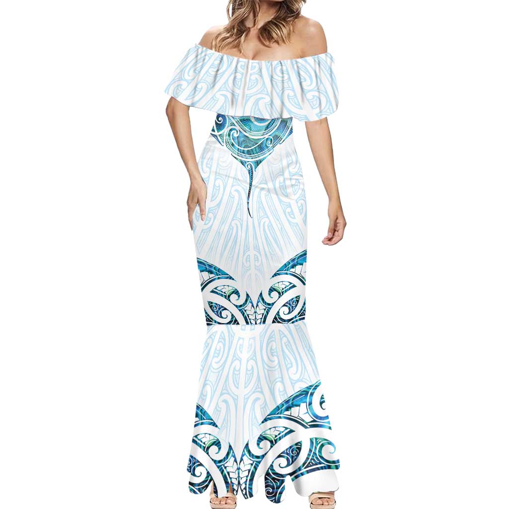 New Zealand Manta Ray Tattoo Mermaid Dress Aotearoa Maori Haehae Paua Shell LT14 - Polynesian Pride
