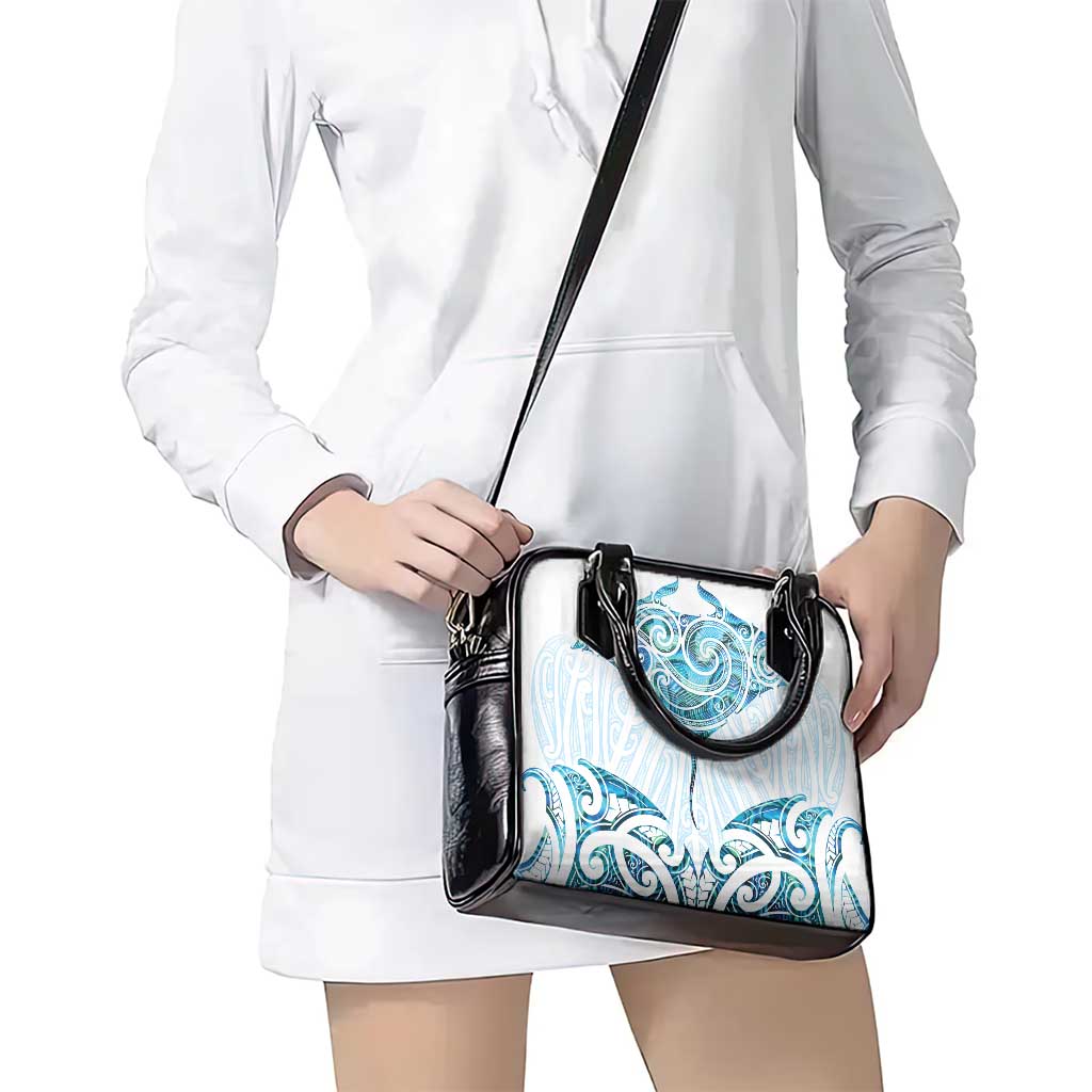 New Zealand Manta Ray Tattoo Shoulder Handbag Aotearoa Maori Haehae Paua Shell - Polynesian Pride